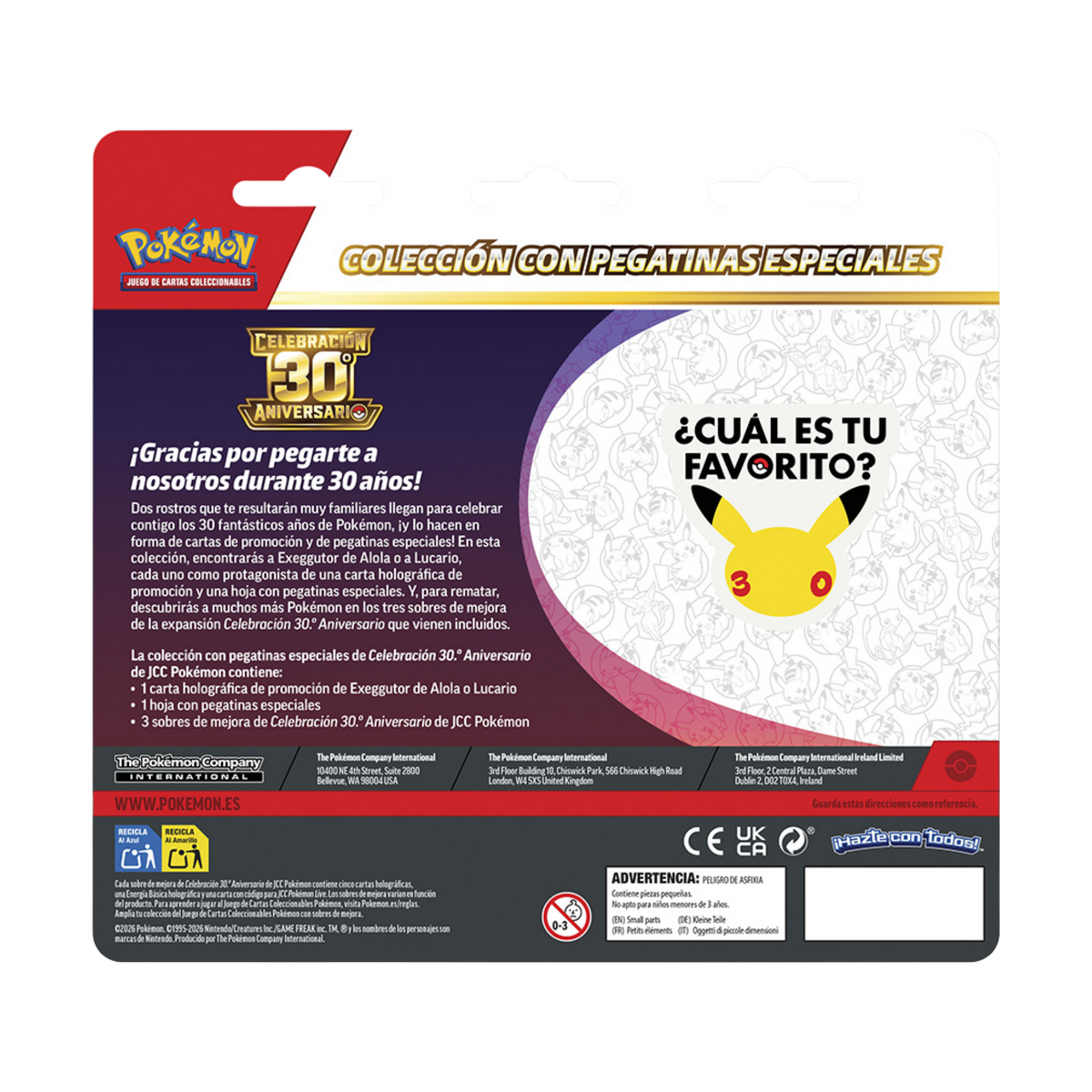 Blister 3 sobres con pegatinas 30 aniversario - Español